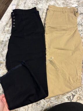 Loft Black and Khaki Button Front Pants